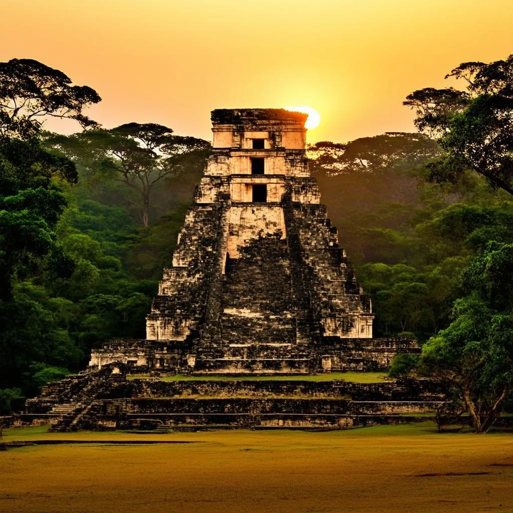 Tikal Ruins at sunrise in Guatemala