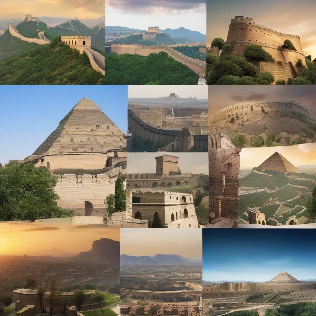 A collage of iconic landmarks from different time periods, representing potential time travel destinations.