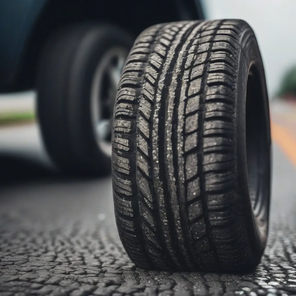 Close up of tire tread