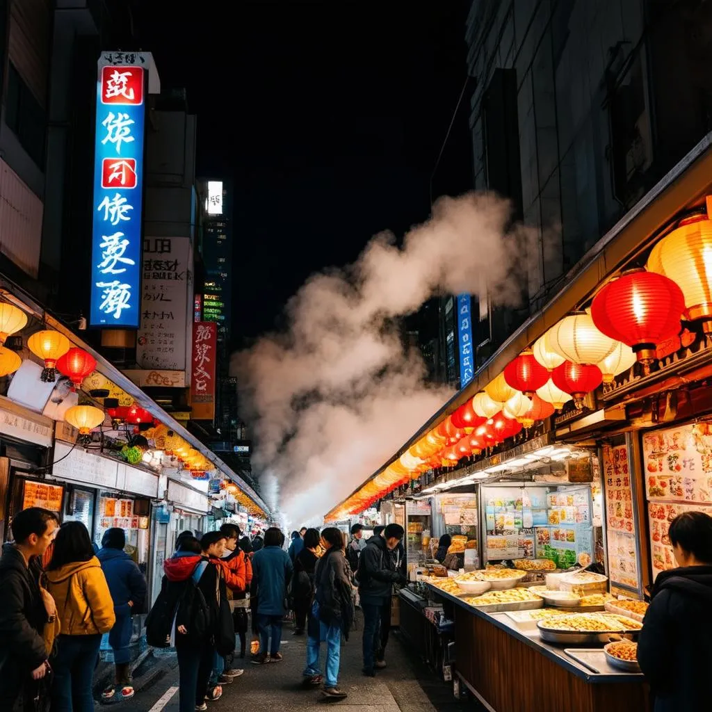 Tokyo Night Market Food Stalls