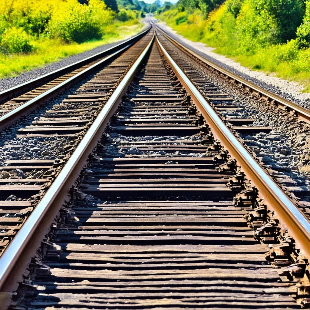 Train Tracks Stretching into the Distance