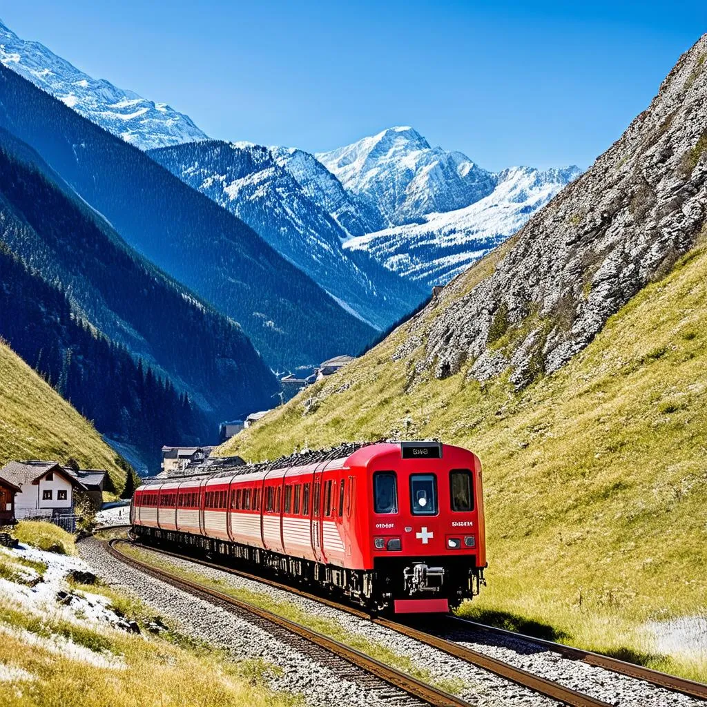 Scenic Train Journey through Swiss Alps