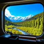 Scenic Train Ride Through Mountains