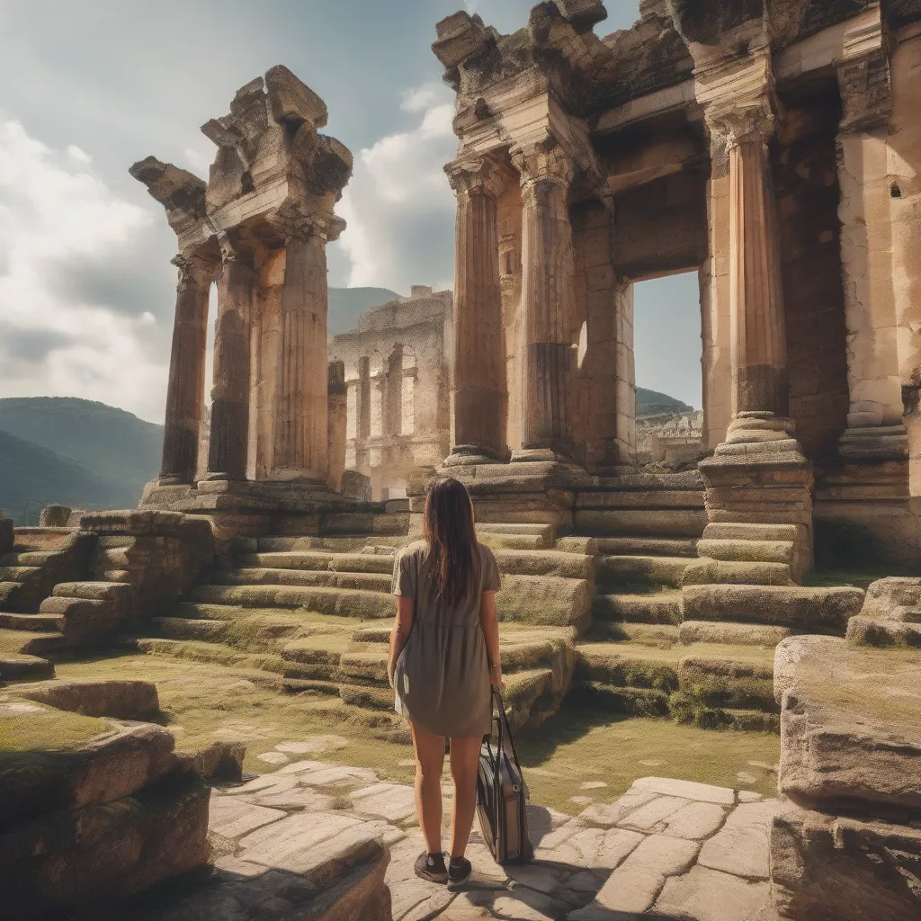 Travel Agent Exploring Ancient Ruins