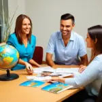 Travel Agent Assisting Clients