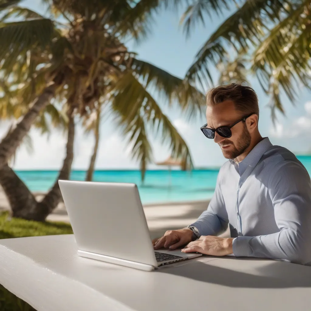 Travel Agent Working on Laptop