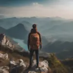 Travel Backpack on Mountain