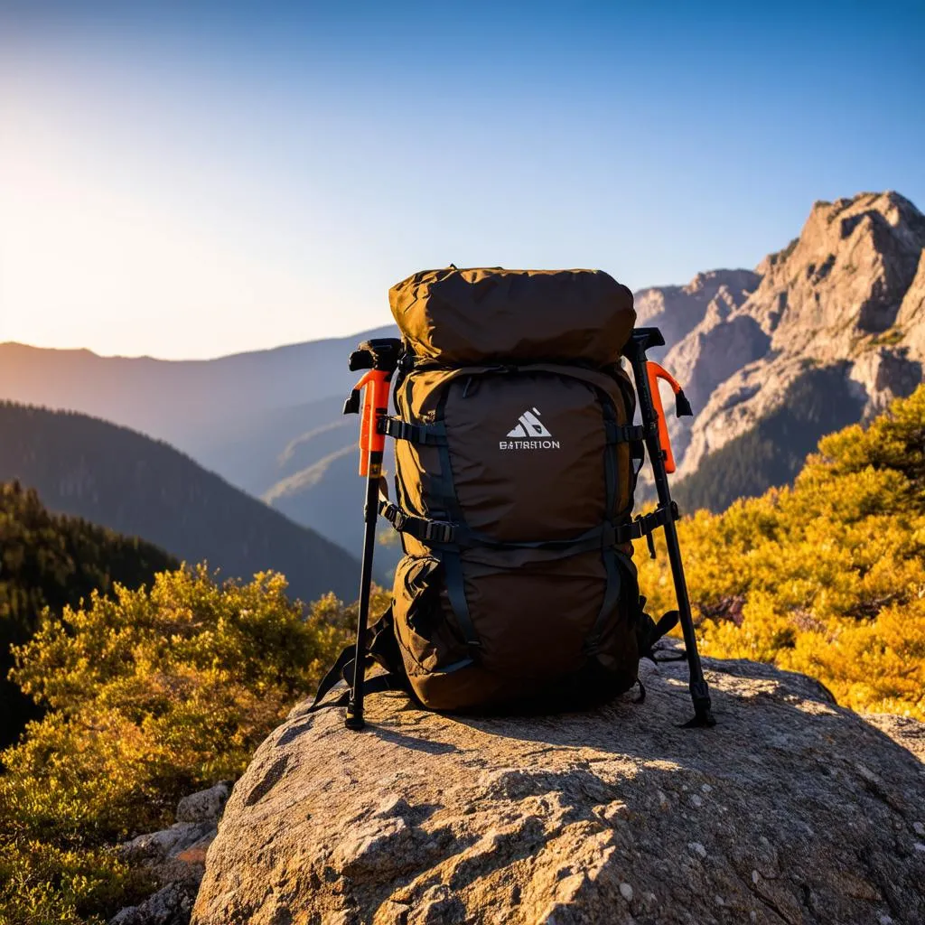 Travel Backpack on Mountain