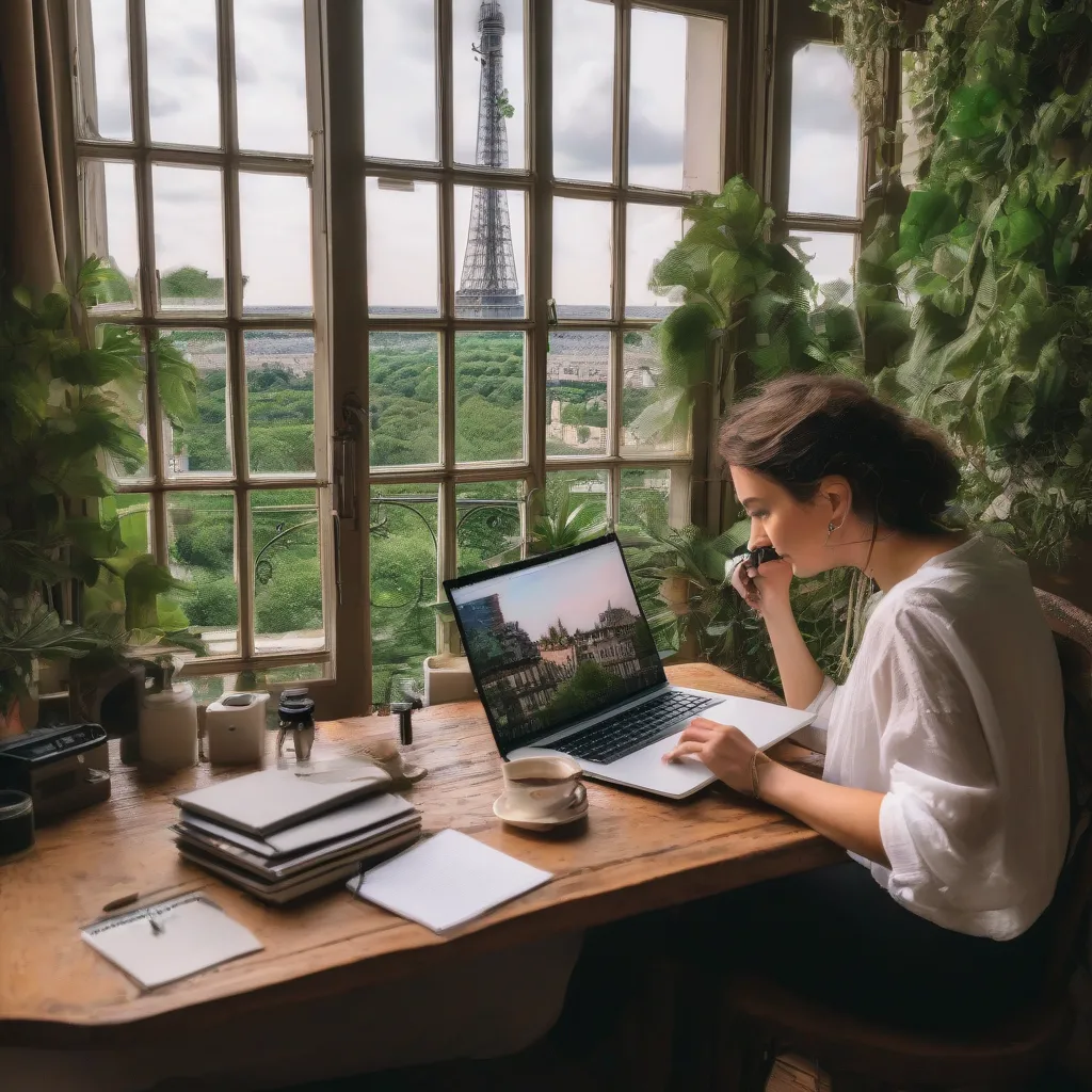 Travel Blogger Working on Laptop