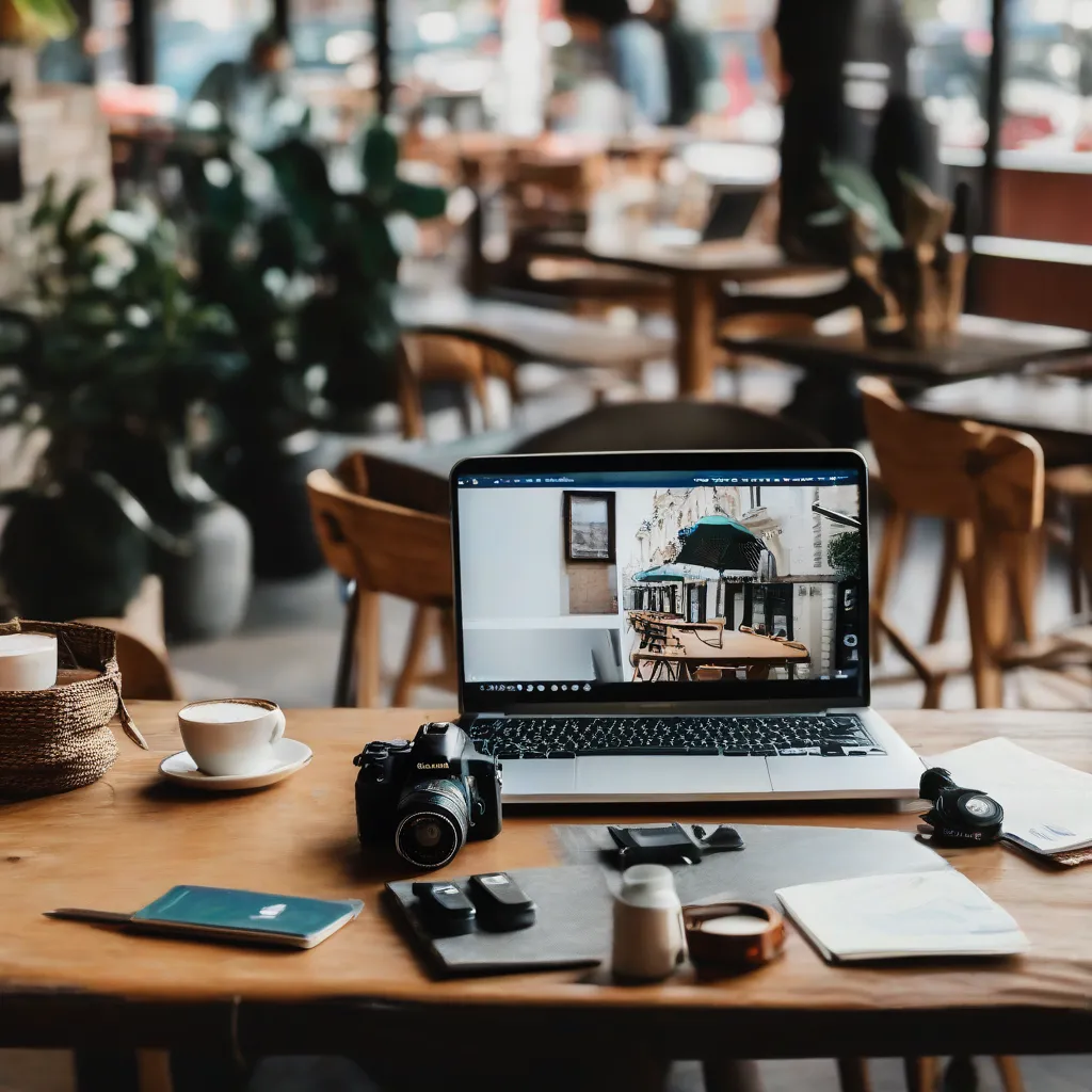 Travel Blogging Setup in Cafe