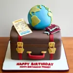 Traveler's Themed Birthday Cake with Fondant Suitcase and Globe