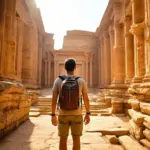 Travel Enthusiast Exploring Ancient Ruins