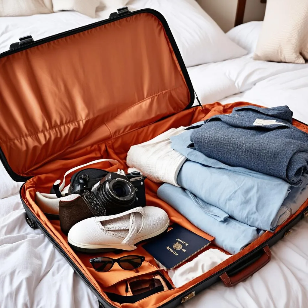 Packing suitcase for a trip