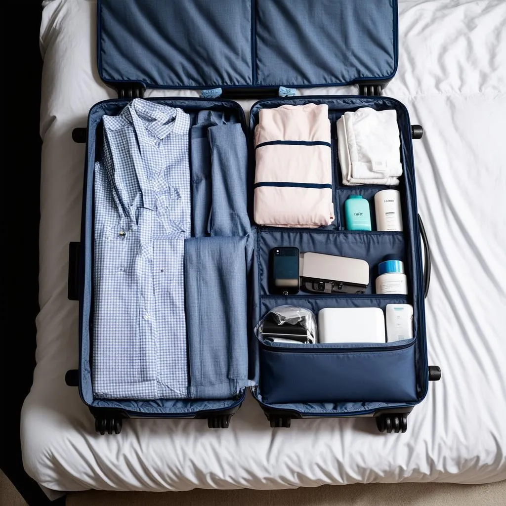 Travel Essentials in Suitcase