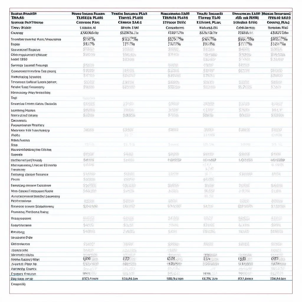 Travel Insurance Comparison Chart