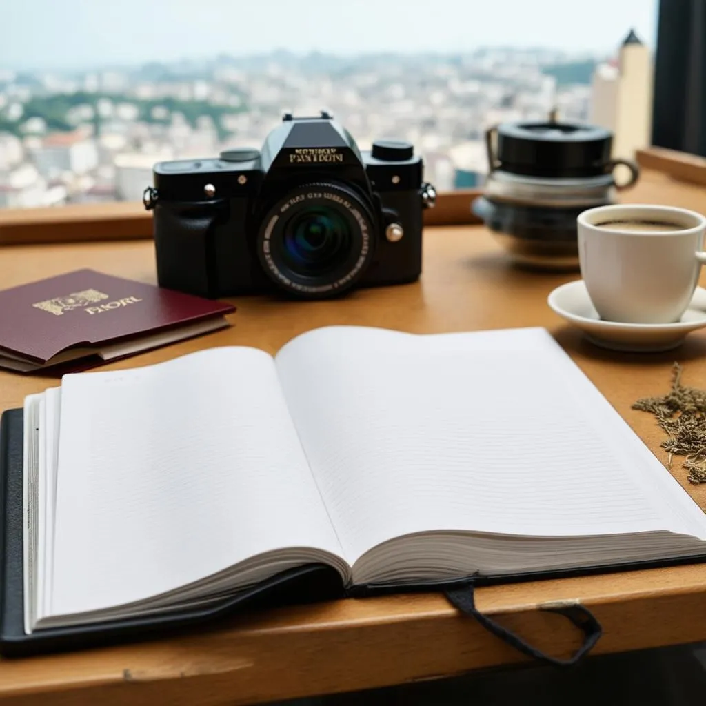 Travel journal and camera