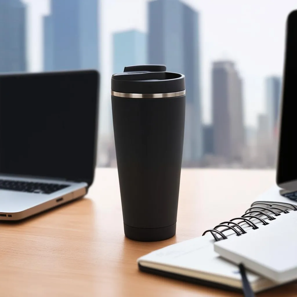 Travel Mug on a Desk