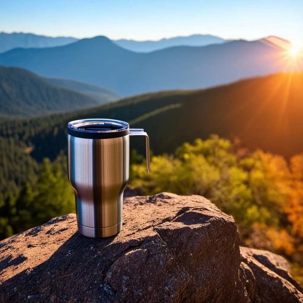 Travel Mug with Mountain View