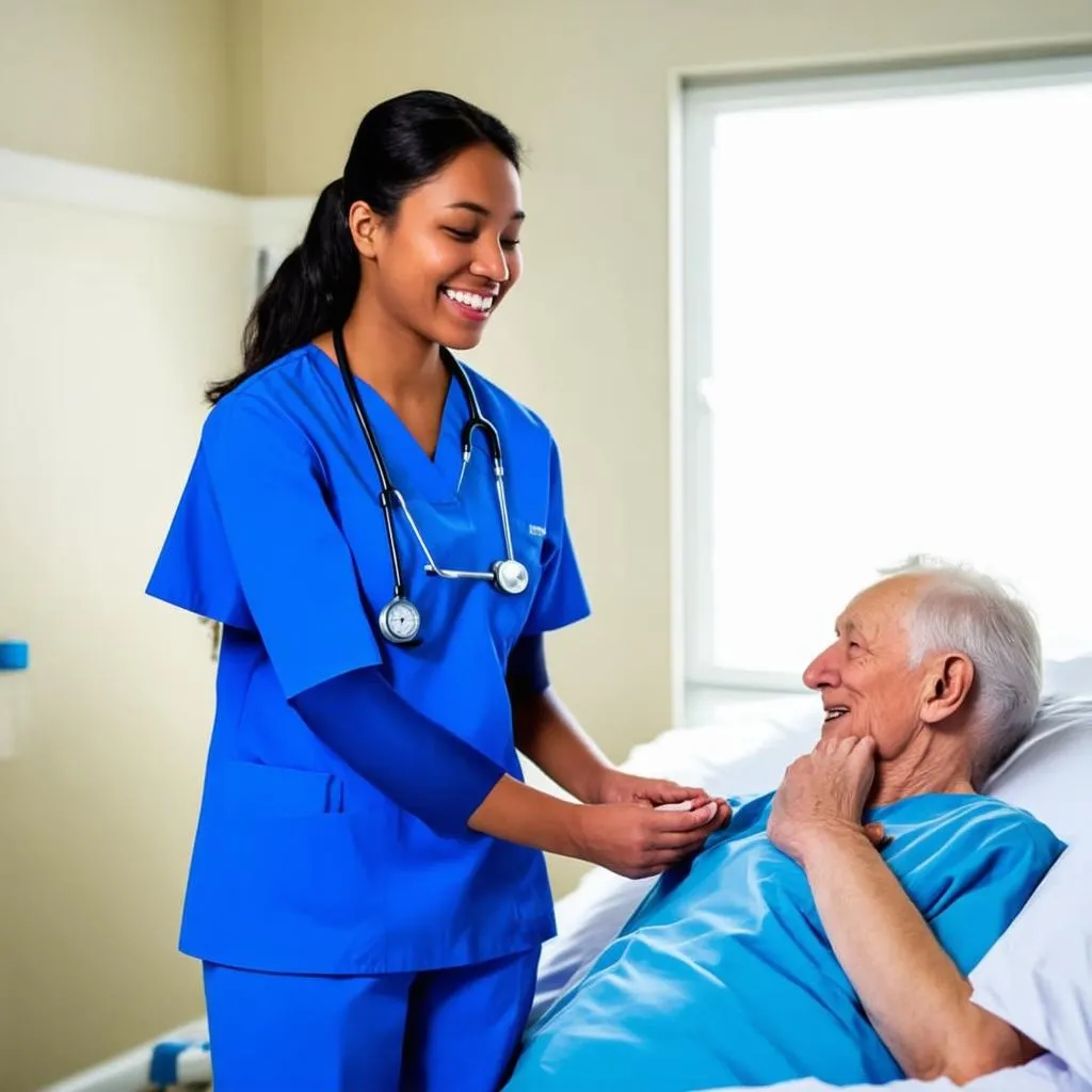 Travel Nurse Checking In On Patient