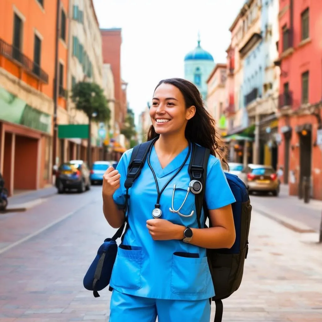 Travel Nurse Exploring a New City