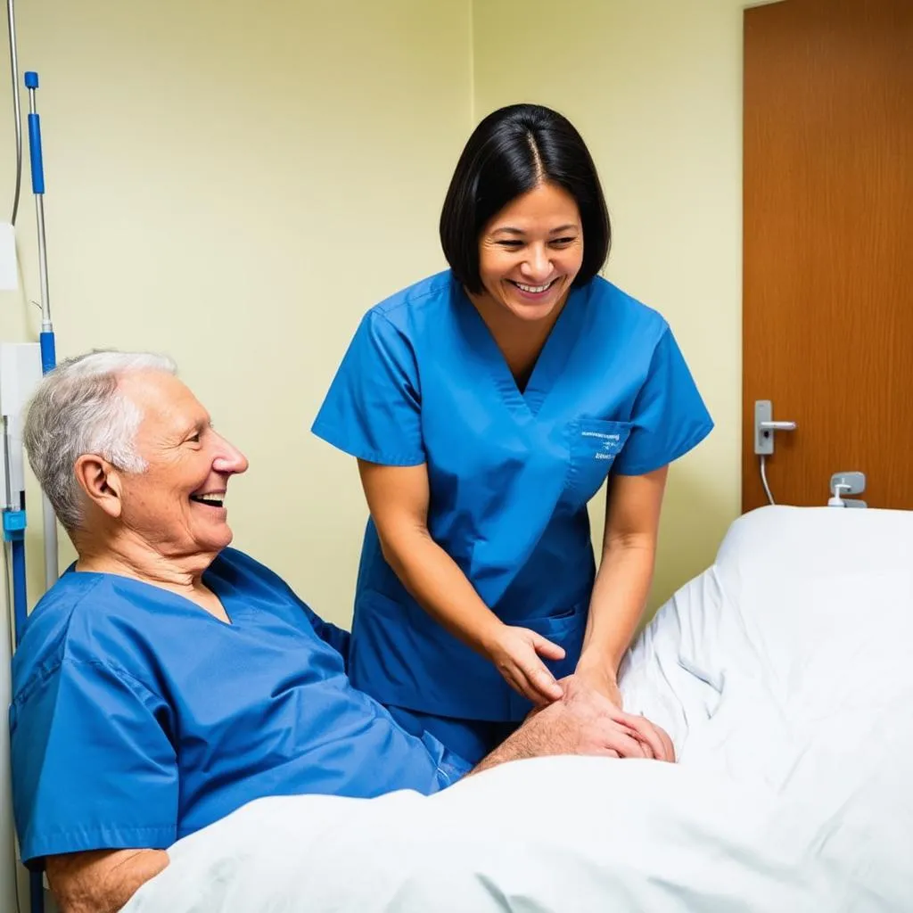 Travel Nurse Helping Patient