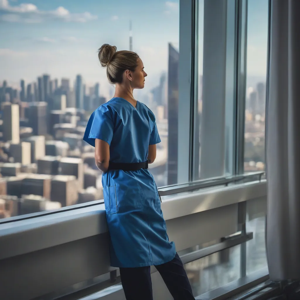 Travel Nurse Looking Out Window