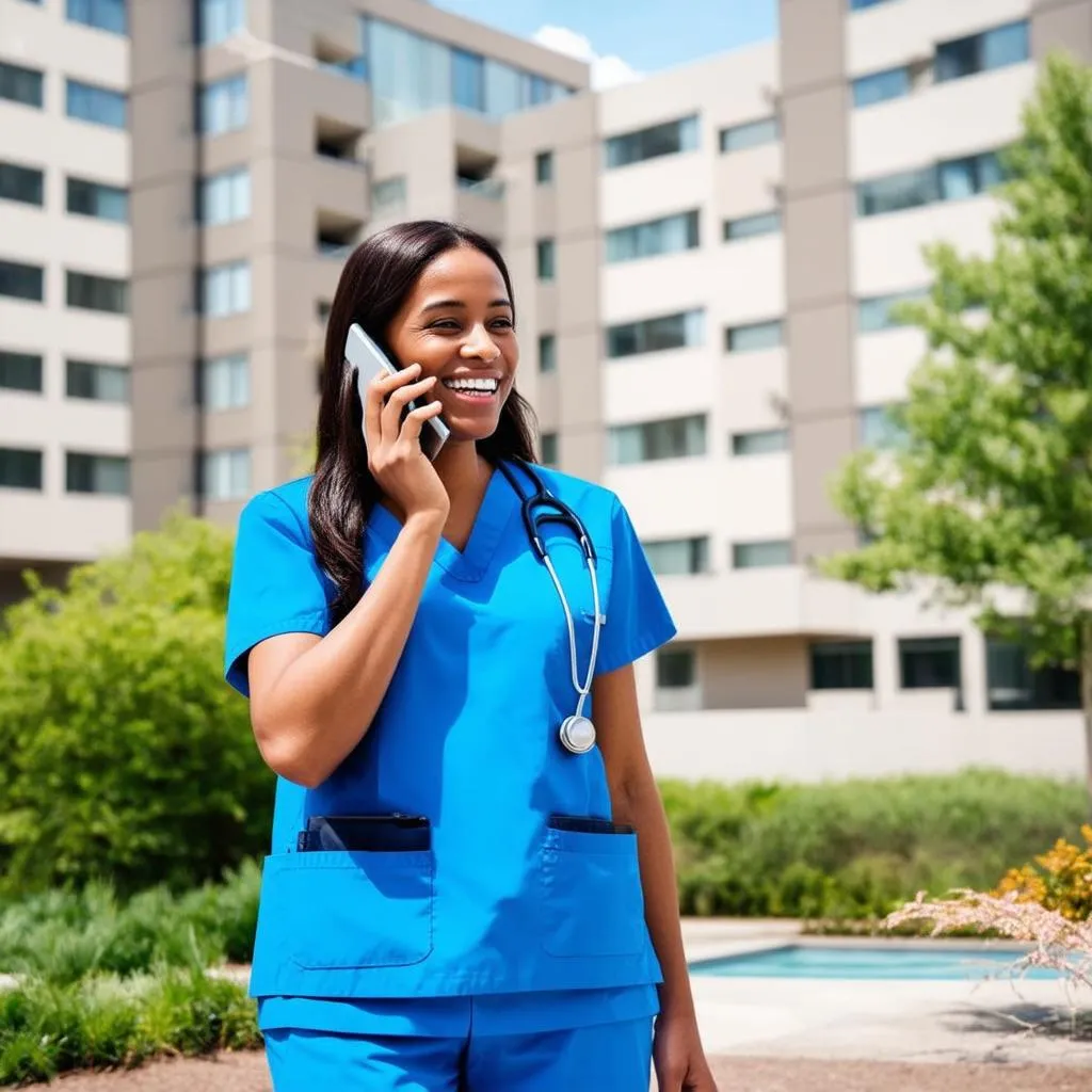 Travel Nurse on the Phone with Housing Agency