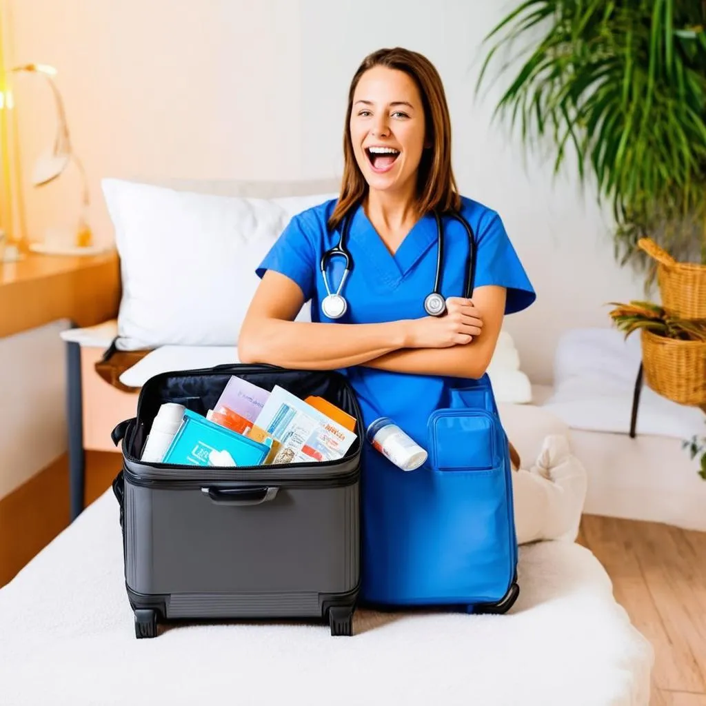 Travel Nurse Packing a Suitcase