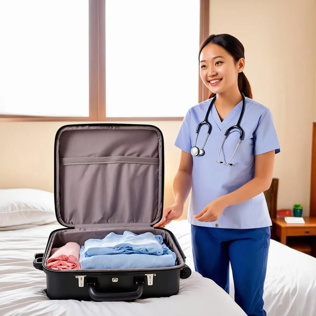 Travel Nurse Packing a Suitcase