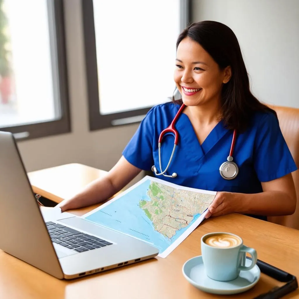 Travel Nurse Planning Assignments on a Map