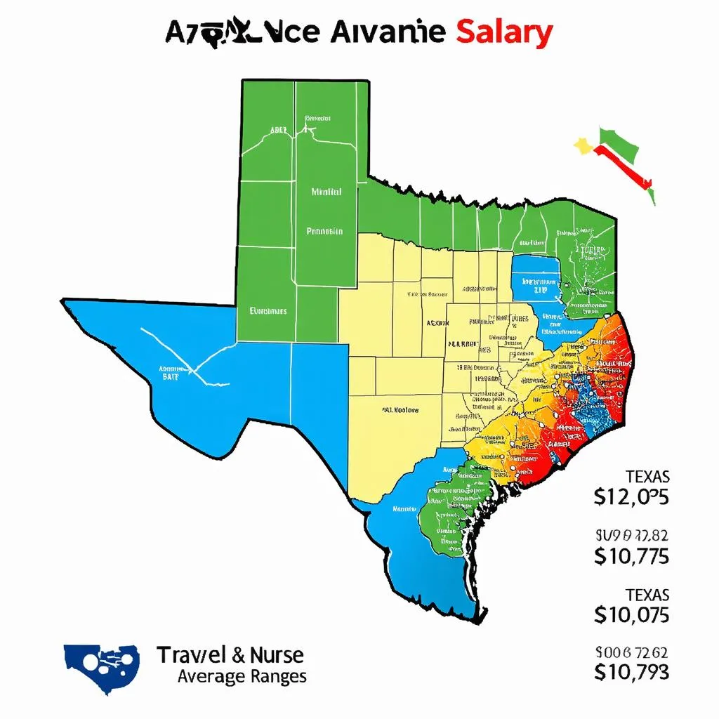 Travel Nurse Salary Map of Texas