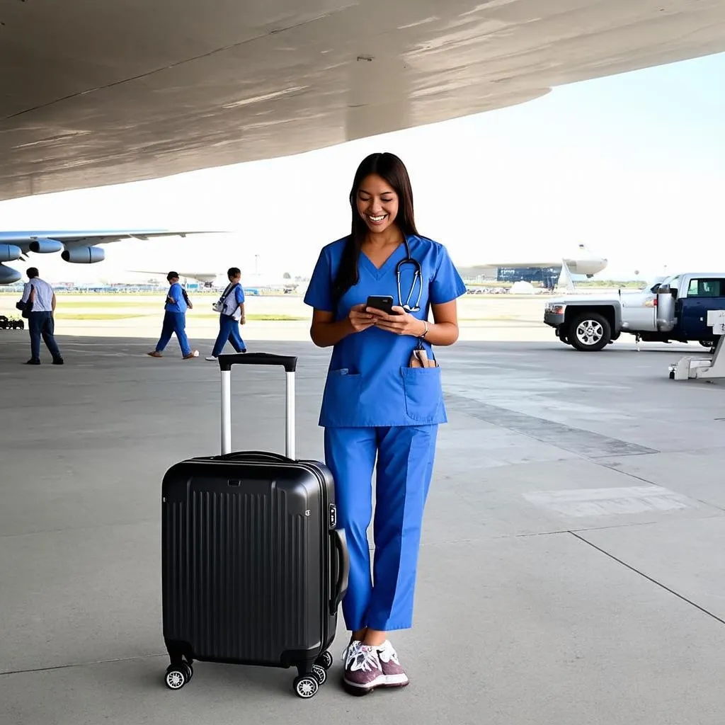 Travel Nurse with Luggage