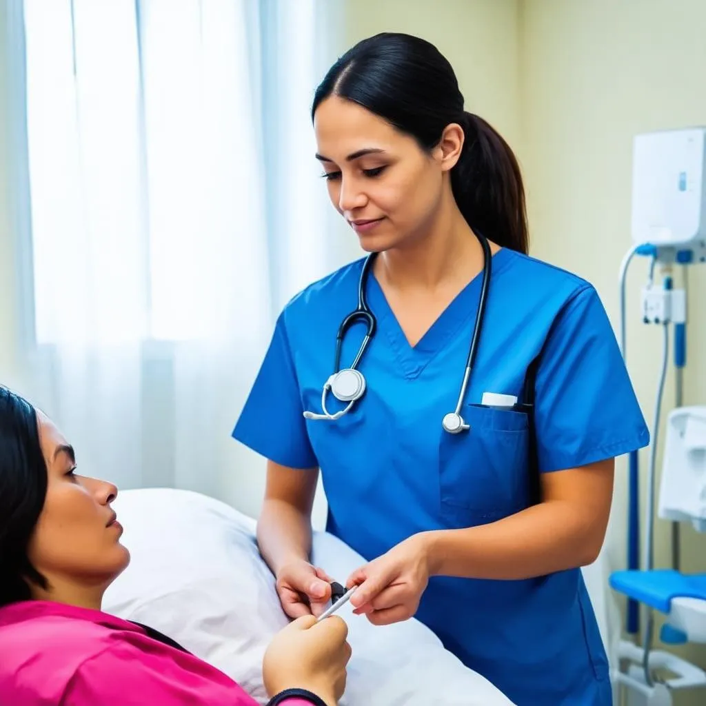 Travel Nurse Attending to a Patient