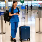 Travel Phlebotomist with Luggage