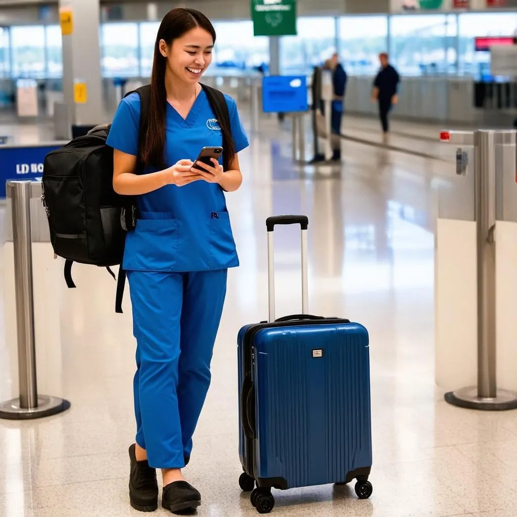 Travel Phlebotomist with Luggage