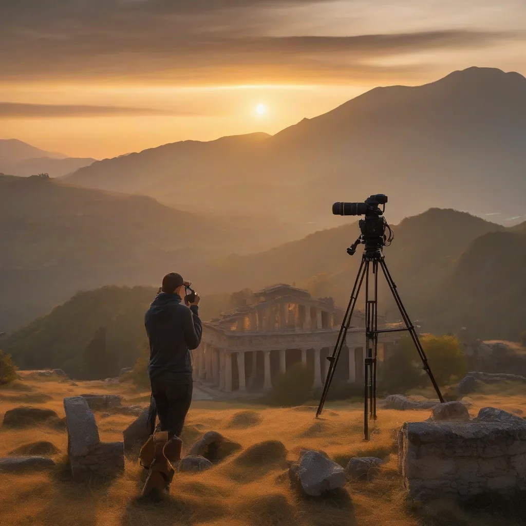 Travel Photographer Capturing Golden Hour