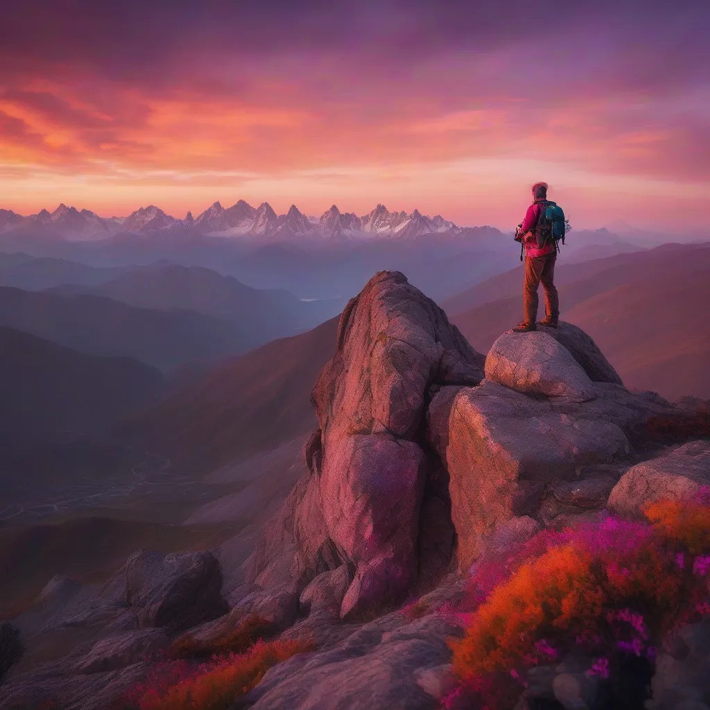 Photographer capturing a breathtaking mountain vista