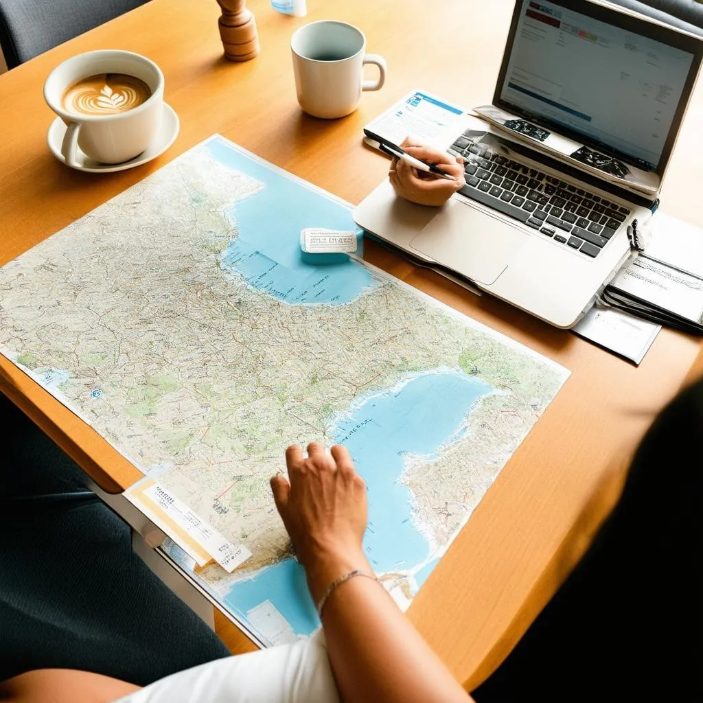 travel physical therapist reviews a map