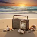 Travel radio on a beach