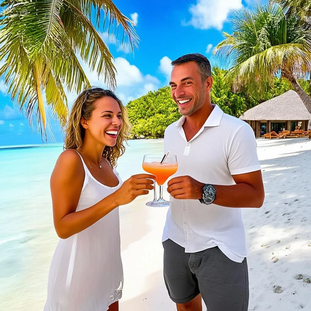 Couple enjoying travel rewards