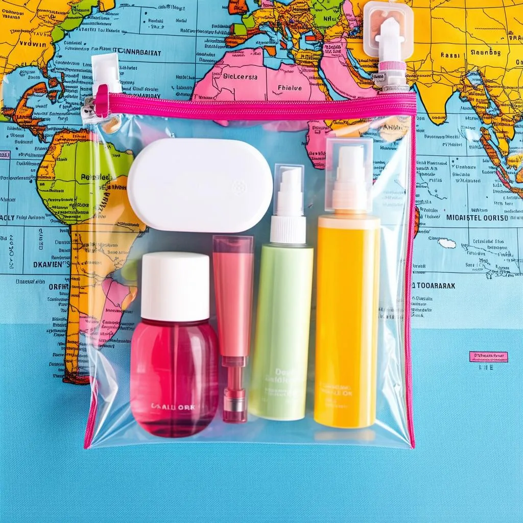 Travel Toiletries Packed for Air Travel