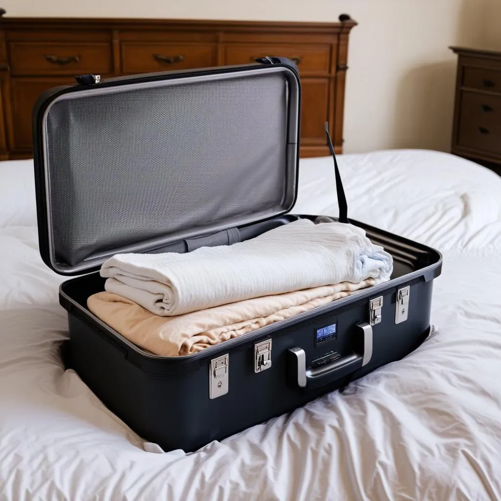 Travel Steamer on Suitcase