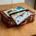 Travel Tarot Bag on Suitcase