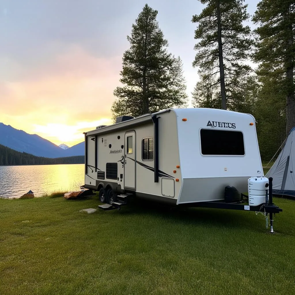 Twilight Signature Travel Trailer Parked at a Scenic Campsite