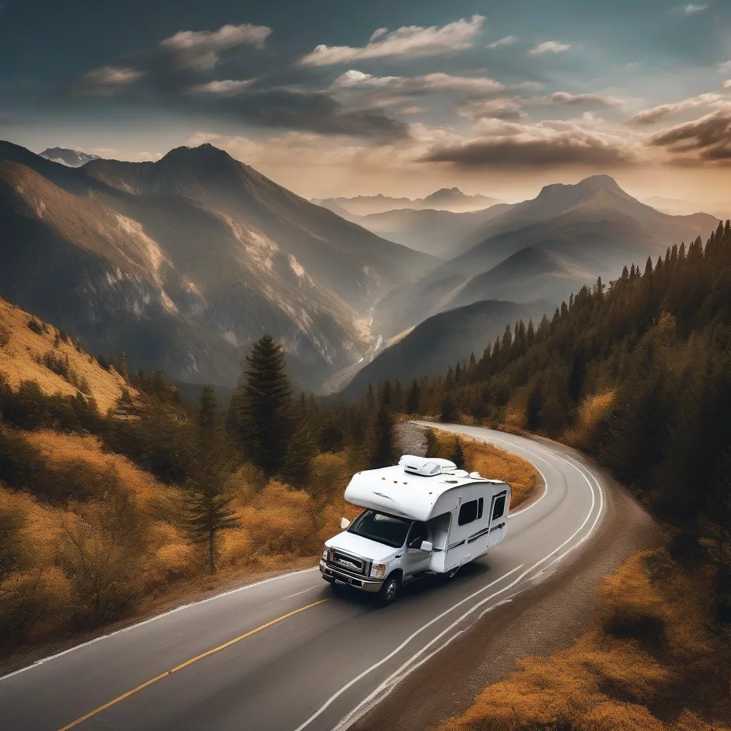 Travel Trailer Navigating a Scenic Mountain Road