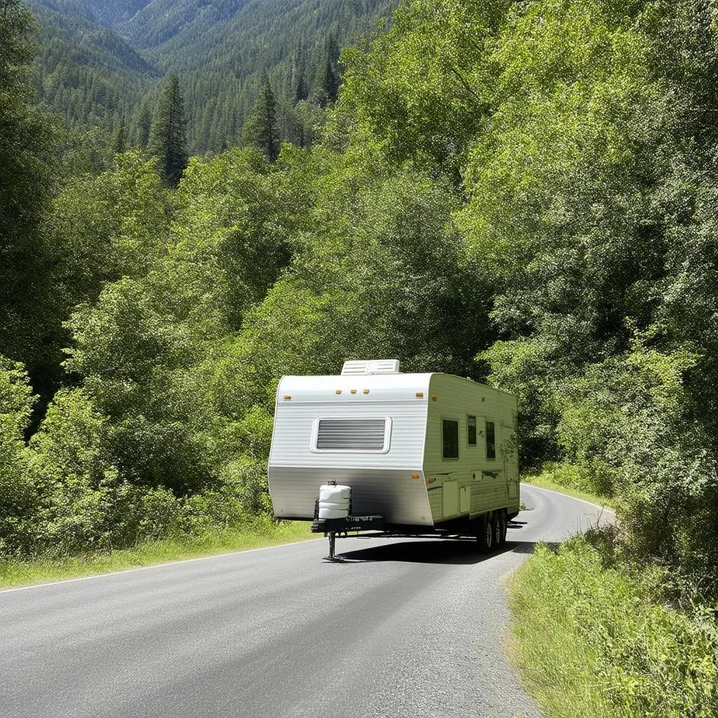 Travel Trailer on Winding Mountain Road