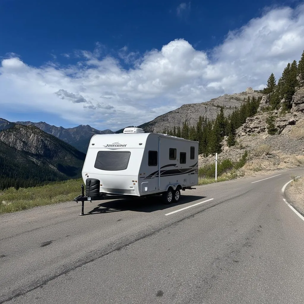 Travel Trailer on a Scenic Mountain Road