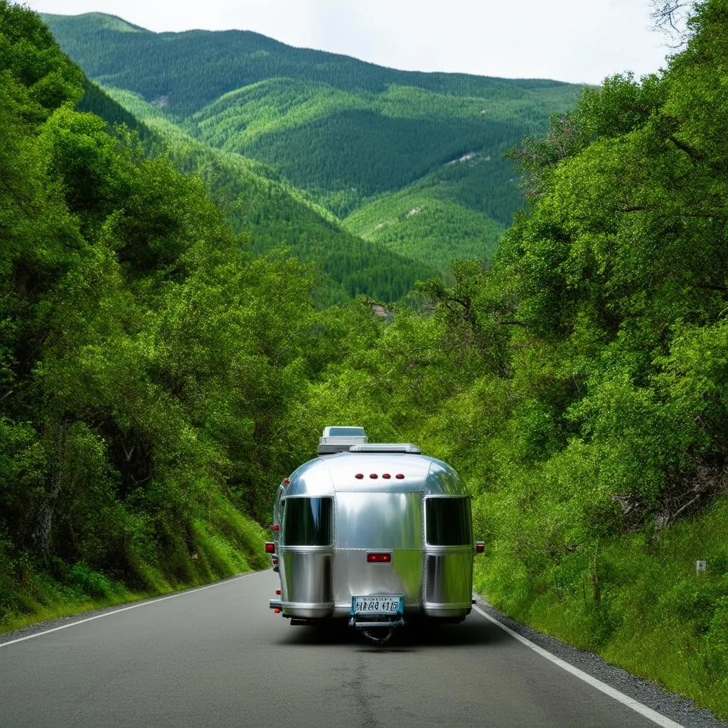 Travel Trailer on Mountain Road