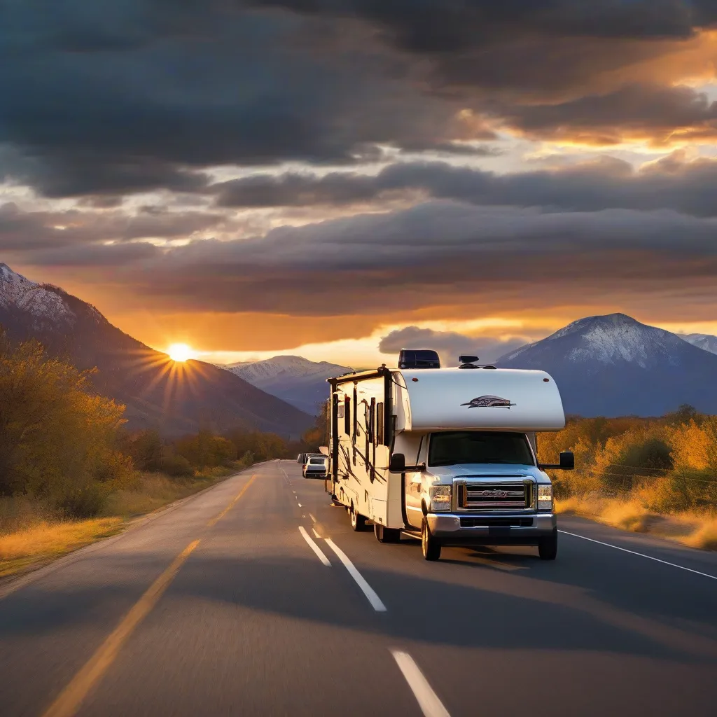 Travel Trailer on Open Road