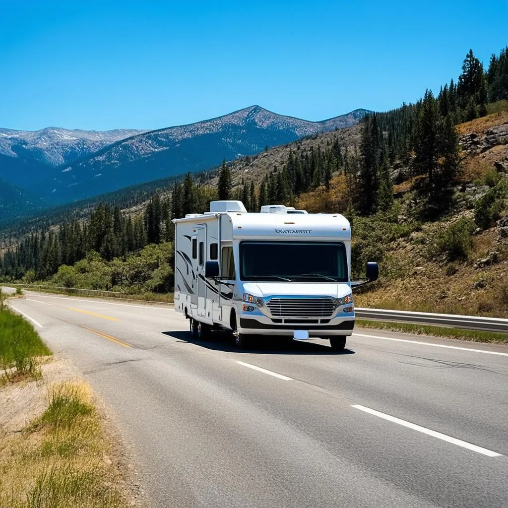 Travel Trailer on Open Road